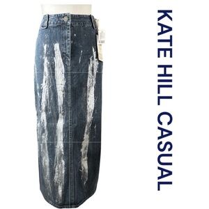 URBAN RENEWAL KATE HILL CASUAL One-Of-A-Kind Denim Midi Skirt, Size 10.